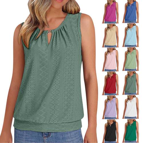 Round neck sleeveless vest T-shirt top can be worn outside