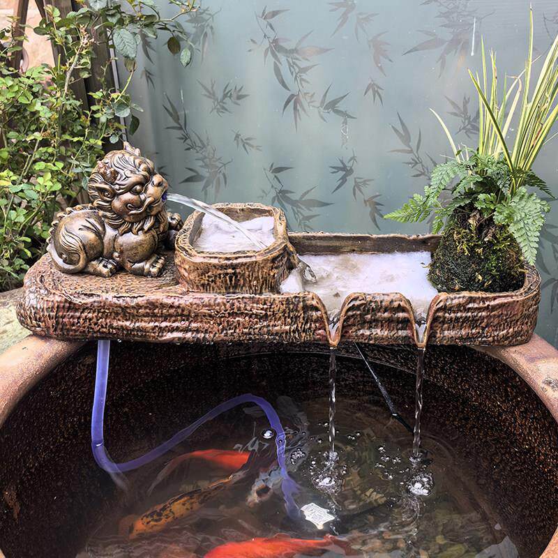 生态缸造景古法养鱼循环流水摆件客厅庭院花园鱼缸装饰过滤配件