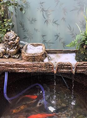 生态缸造景古法养鱼循环流水摆件客厅庭院花园鱼缸装饰过滤配件