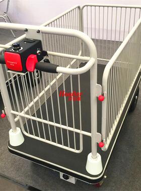 HG-110带护栏大台面电动平板车BIGPLATFROM POWER CART WITHSHELF