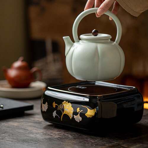 弥言家用四方电陶炉煮茶小茶炉高颜值银壶陶壶煮茶底座高功率茶炉
