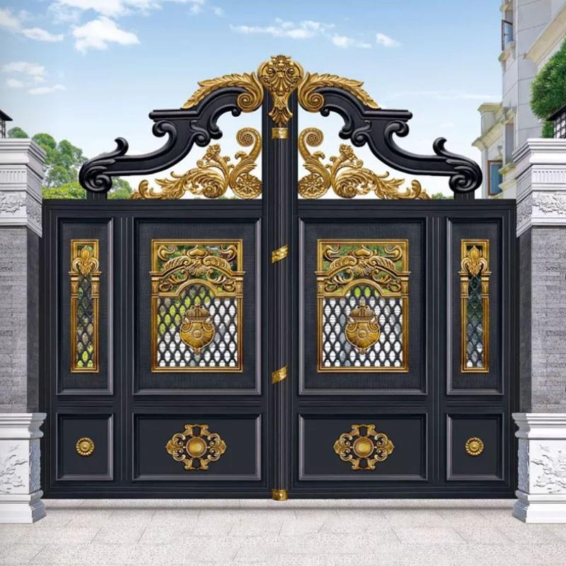 铝艺电动大门别墅豪华对开大门自建房花园铝合金庭院门户外平移门