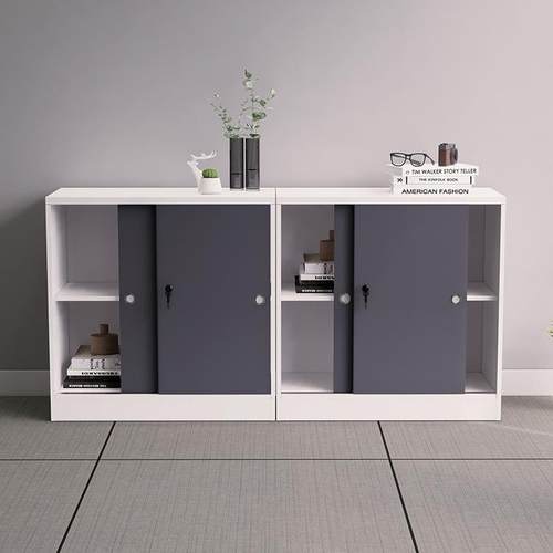 办公室柜推拉移门文件柜矮柜木质资料柜打印机柜落地储物隔断边J*