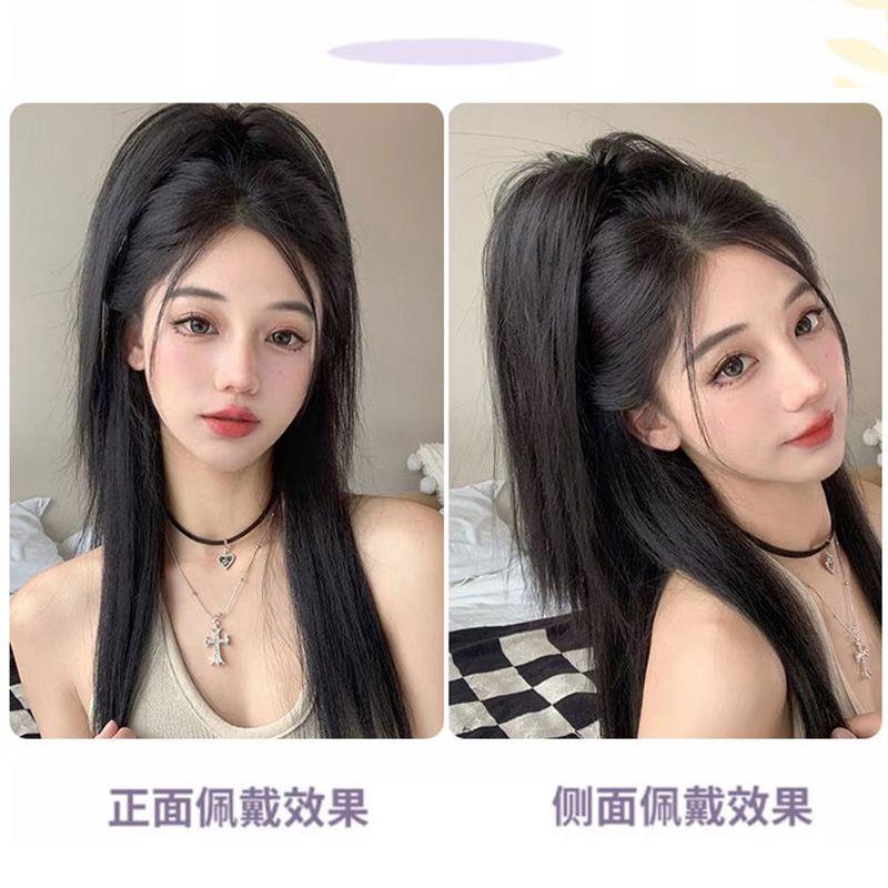 真发马尾卷发短款抓夹式假发女短卷马尾假发大波浪假马尾抓夹式