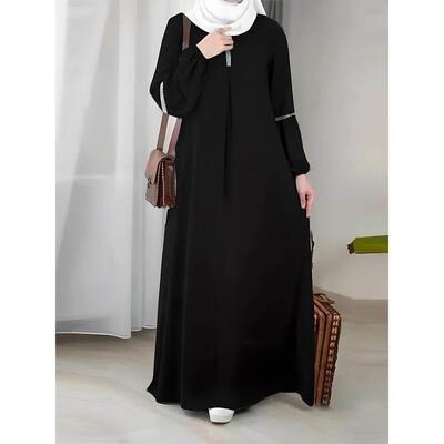 Sat Arab Fashion Long Sleeve Abaya Dress Casual Sequin Sun D