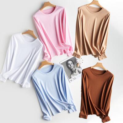 White T-shirt women's long sleeved new silk cotton craft