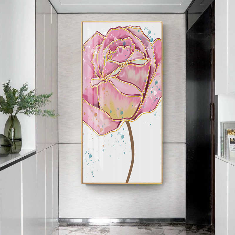 入户玄关装饰画客厅抽象花朵花卉现代简约晶瓷壁画过道走廊挂画图片