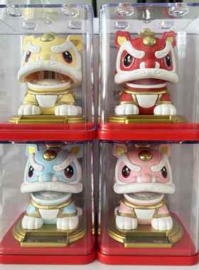 太阳能醒狮摇头车载摆件2025新款舞狮点头家居汽车桌面装饰品礼物