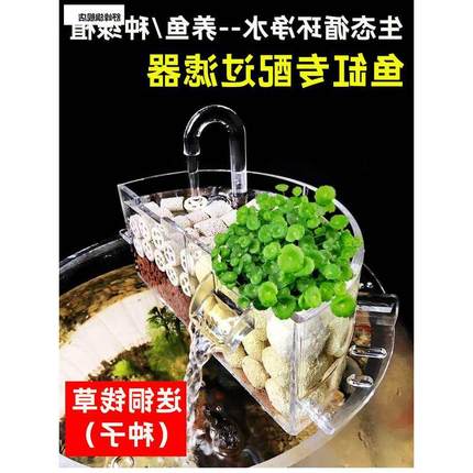 鱼缸过滤器挂壁式圆形鱼缸小型三合一上置过滤盒瀑布静音水循环