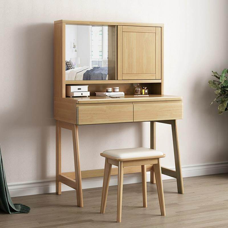 实木梳妆台小尺寸小户型简易卧室迷你实木化妆桌原木风小型化妆台
