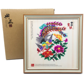 陕北剪纸摆件装饰画，纯手工工艺品镜框，喜字红纸套装文创中国风特色