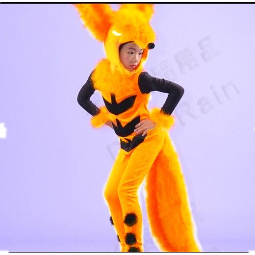 高档儿童小狐出服小兔动子舞蹈服中性卡通造狸型表演演服饰物服装