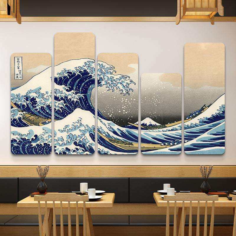 日式浮世绘挂画日料店墙面装饰寿司店挂画富士山烧鸟店居酒屋壁画
