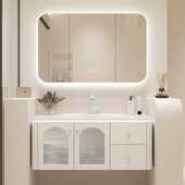 可丽耐一体盆浴室柜组合洗手洗脸盆柜陶瓷一体盆简约卫生间洗漱台