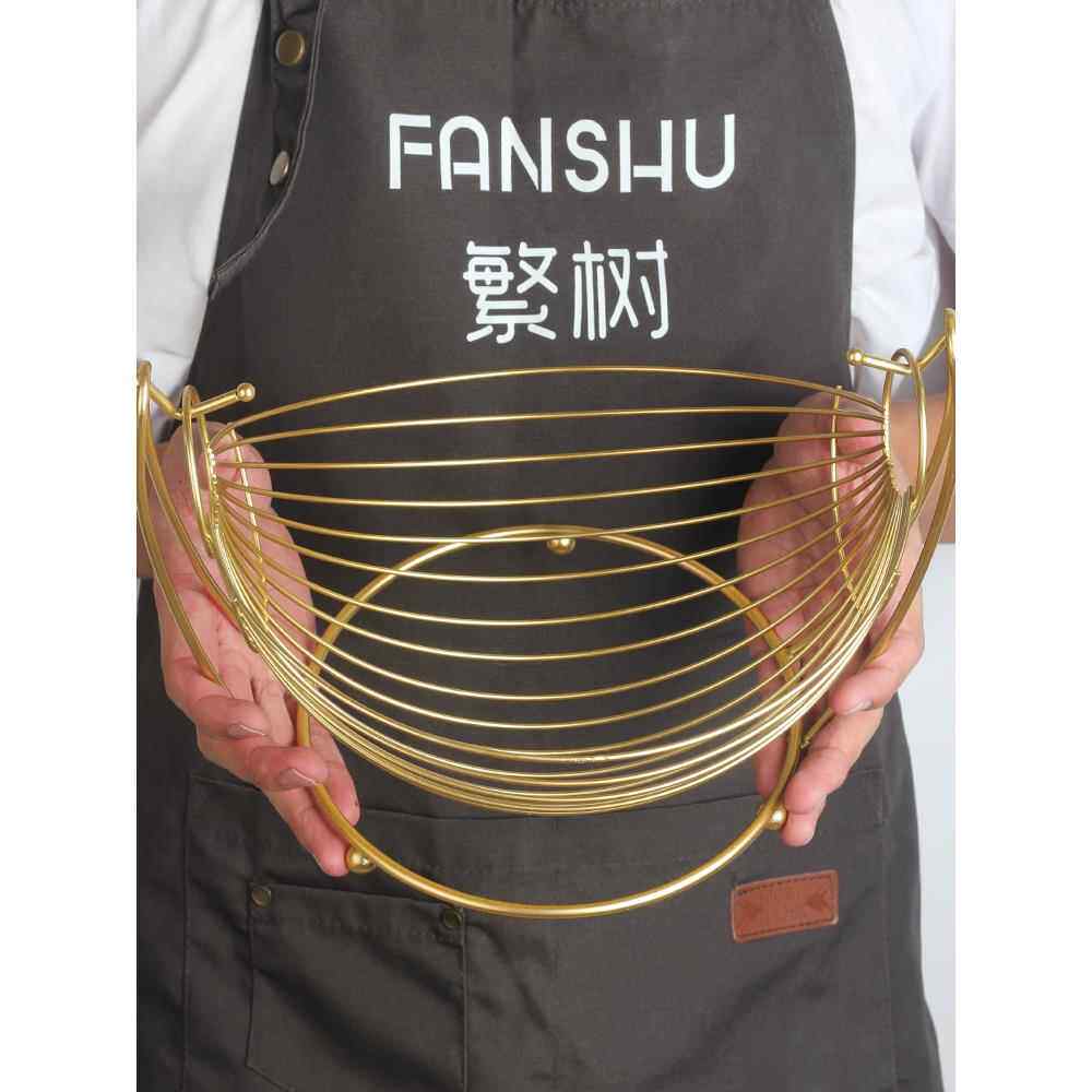 -不锈钢水果篮蓝客厅家用果盘欧式摇摆盘子创意装饰摆件-