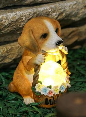 跨境太阳能摆小夜JX1004灯可爱小狗件式户外园美林园动公物发光树