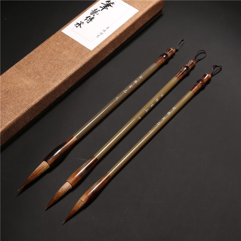 专业狼毫牛角兼毫隶书大楷小篆大师初学湖州湖笔国画楷书毛笔文房
