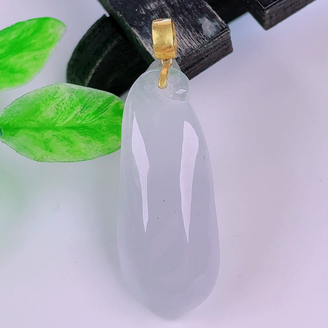 缅甸天然翡翠正品18k金扣头冰种紫罗兰春彩闪拍福瓜玉石吊坠3.37g