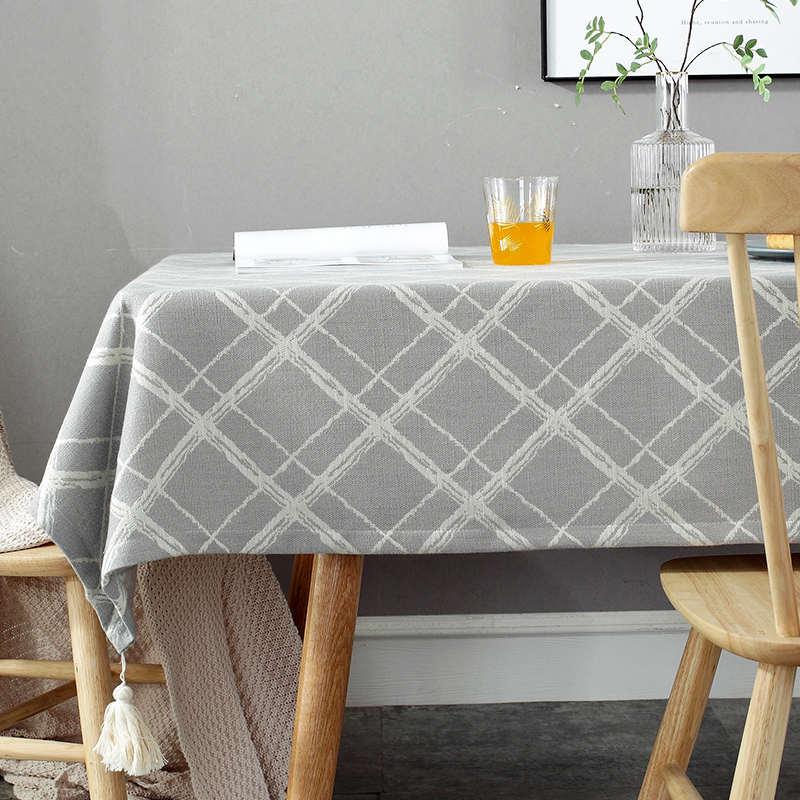 格子桌布布艺棉麻小清新北欧式简约餐桌垫防水日式茶几台布长方形