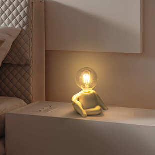 卧室床头灯泡人摆件台灯个性创意摆件小夜灯家居装饰陶瓷工艺品