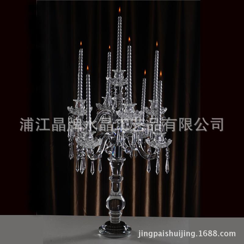 高档欧式九头漫水晶奢烛台044婚庆烛台水晶蜡烛摆件时台尚新侈浪