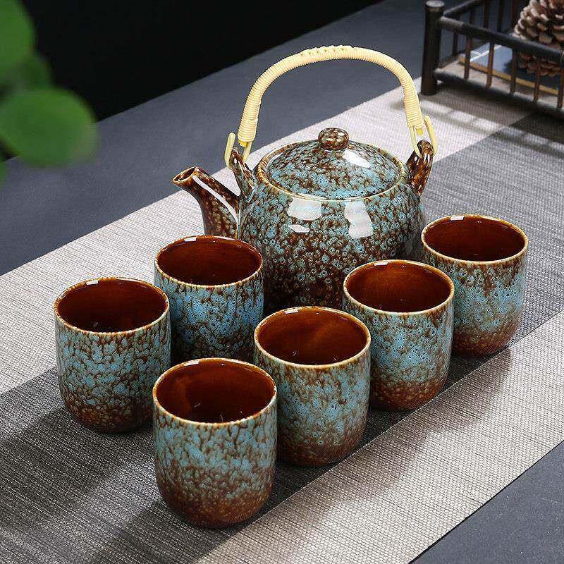 窑变茶具套装家用简约现代中式提梁茶壶带过滤陶瓷大号杯子泡茶器