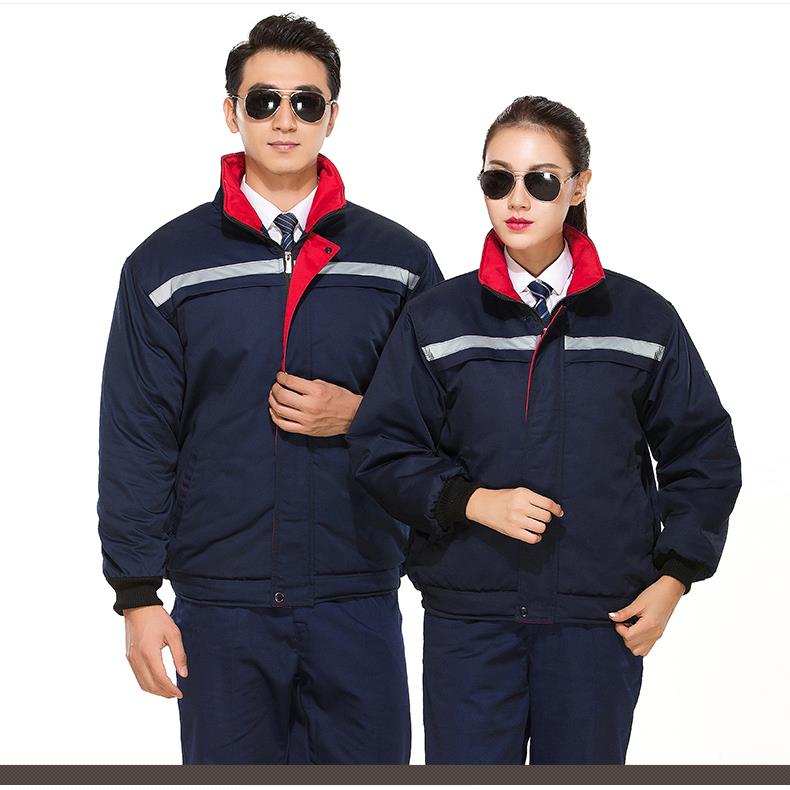 高档工作服棉衣男加焊耐保磨防寒棉袄劳工装制服反光定厚制汽修电
