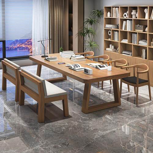 北欧实木大书桌简约双人学习桌家用办公桌客厅长桌子工作台电脑桌