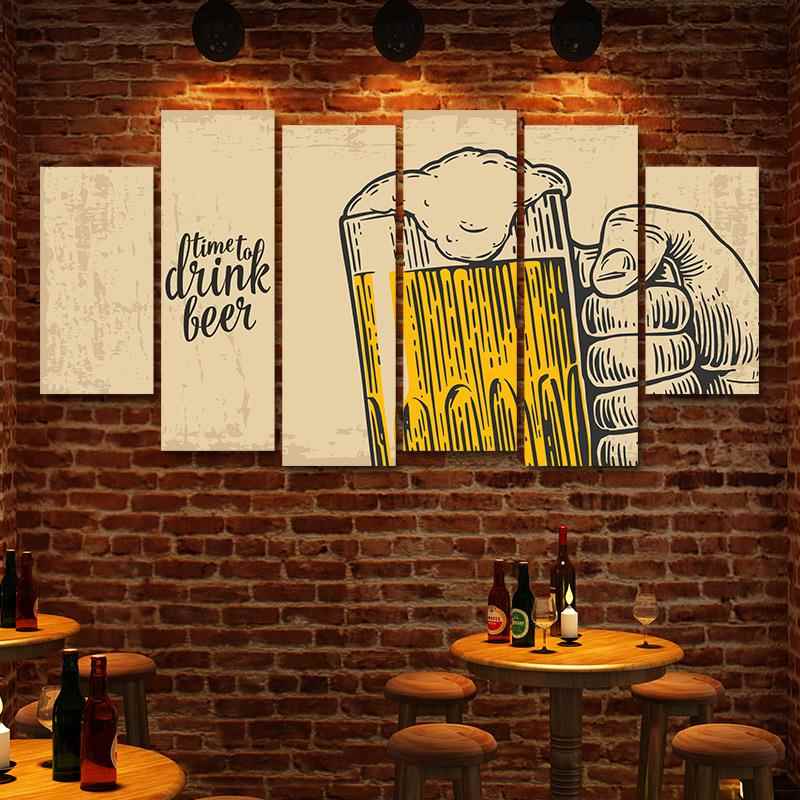 商用火锅店酒吧烧烤墙面风怀旧壁画清工业挂画装饰画复古创意店海