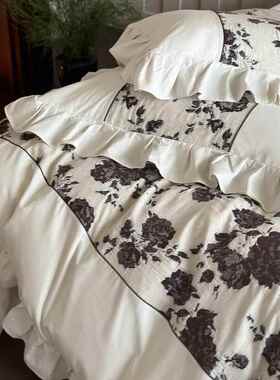 在野绒花法式复古花加厚长棉磨毛四件套秋冬保暖XNH数码印被套床