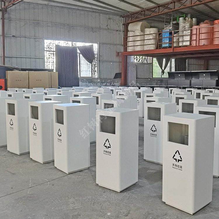 室内户外方形简约白色烤漆加厚不锈钢其他垃圾桶果皮箱工厂定做