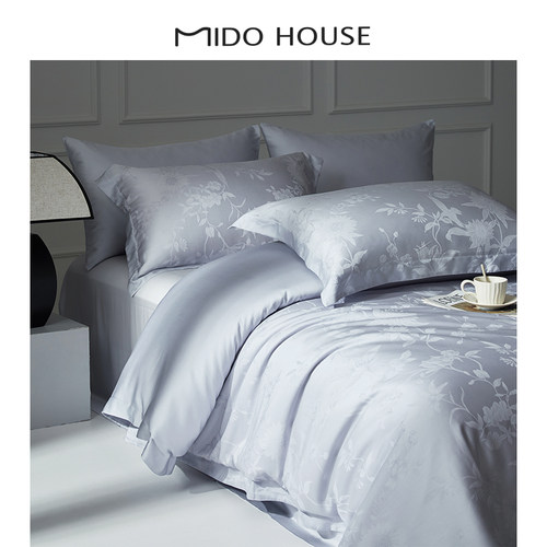 铭都床上四件套纯全棉100支长绒棉新款床单被套床品套件-海岛日记