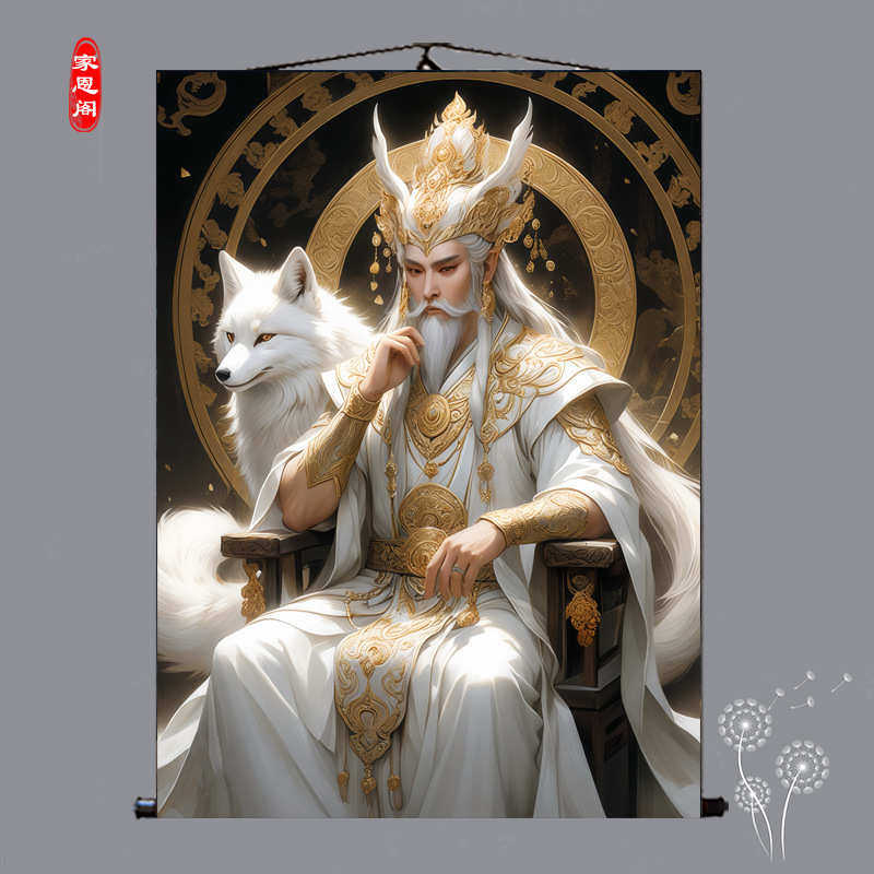 装饰画掌供奉教主堂马挂画真身出马胡像胡家七爷霸堂口东北胡天仙