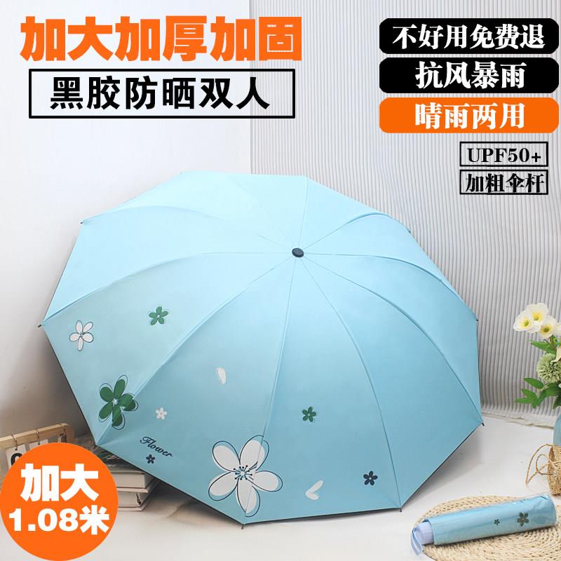 雨伞加大加厚加固女士可爱大号手动款晴雨两用双人黑胶防晒紫外线图片