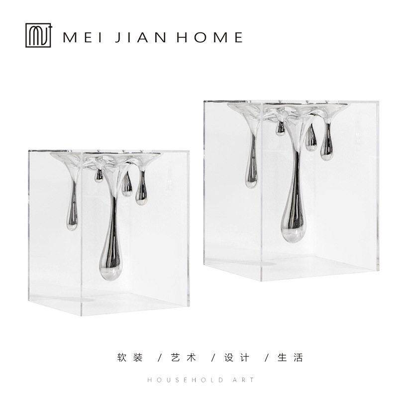 简约现轻奢创意罩子水滴摆件样板间客厅卧室电视柜室内软装饰品