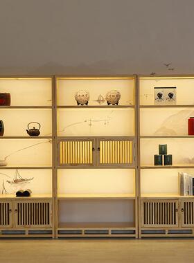 新中式茶叶柜展示架架阁置物陈列货架多宝实木2020C000茶博古架茶