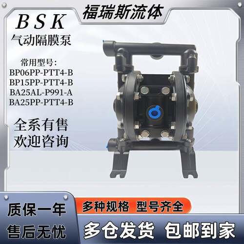 BSK气动隔膜泵BP15AL-PB91-A TTT3耐酸碱塑料化工泵BP15PP-PTT4-B