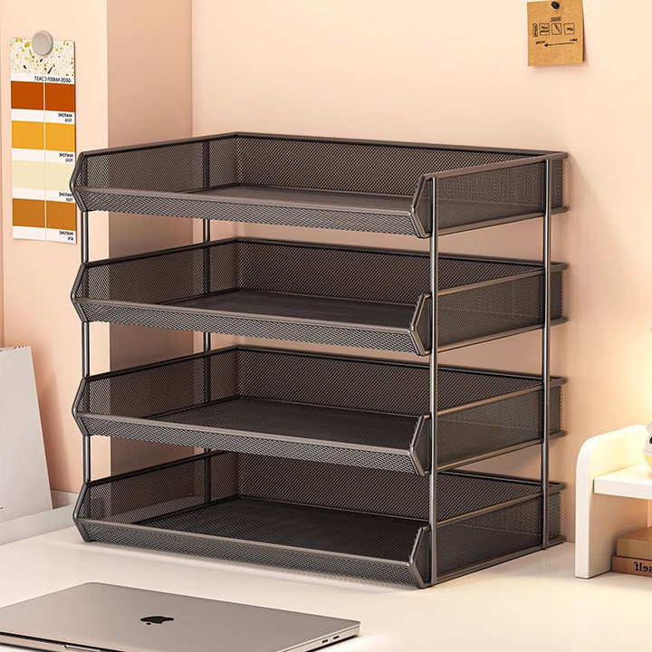 文件收纳盒办公用品桌面书架文件架多层文件框办公桌收纳置物架子