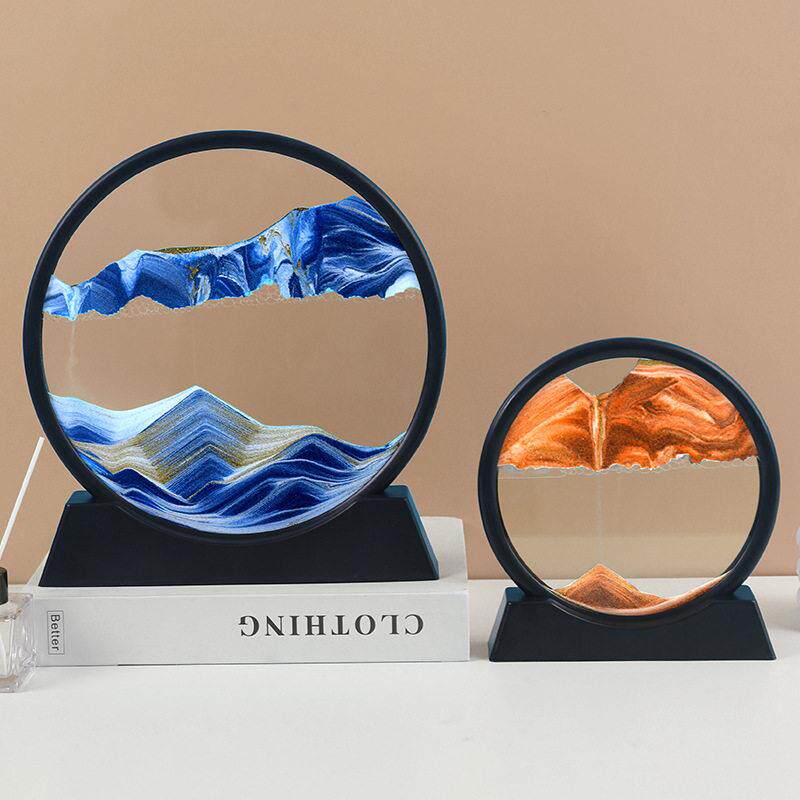 圆形立体流沙画客厅摆件3d动态艺术意家居工艺生日礼品大号流沙画