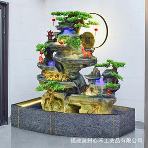 假山喷泉水鱼YDL池玄关别墅庭流院阳台酒店厅中景观造客景装饰摆