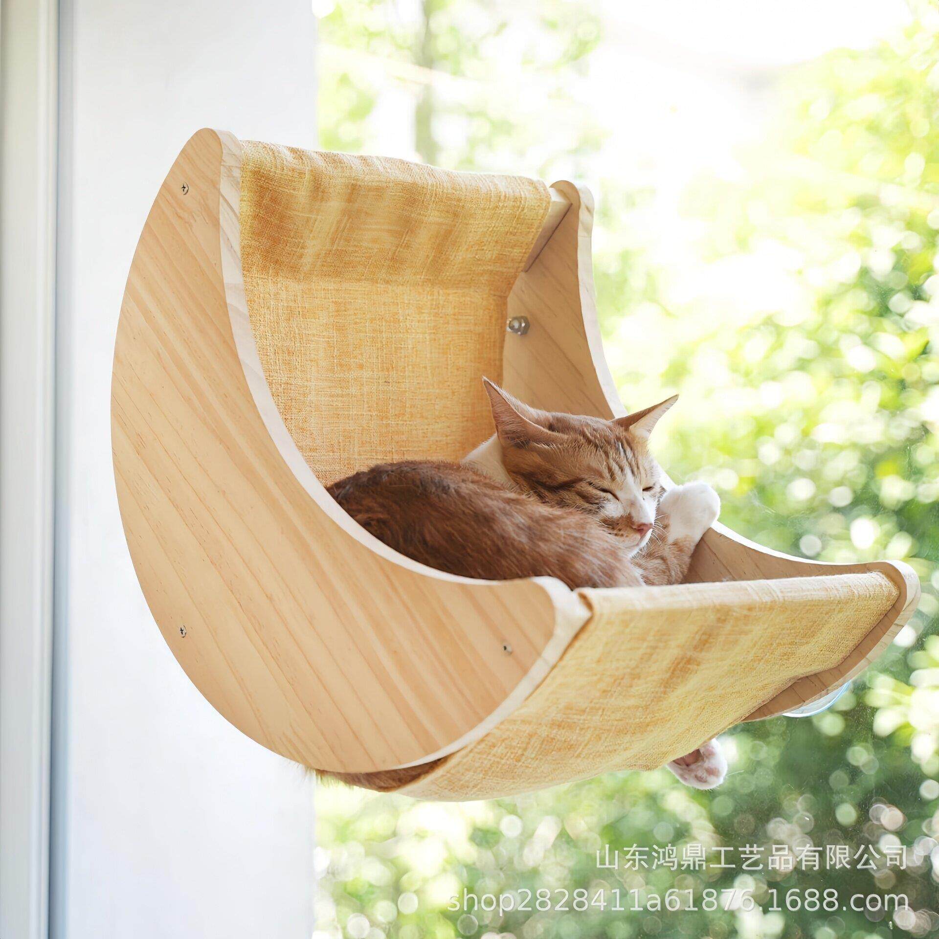实木吸盘猫吊床挂壁式猫窝猫爬架窗户晒太阳出口转内销2025新款