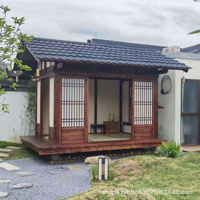 户外防腐木网红小木屋别墅日式亭茶室中式农村小院民宿庭院小房子