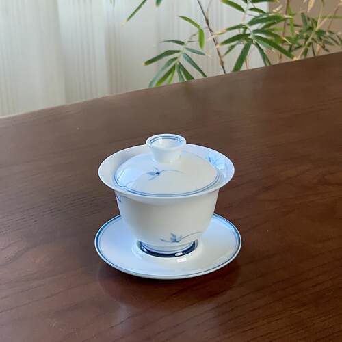 薄胎三才盖碗茶杯大容量140ml 泡茶碗白瓷功夫茶具不烫手大撇口女