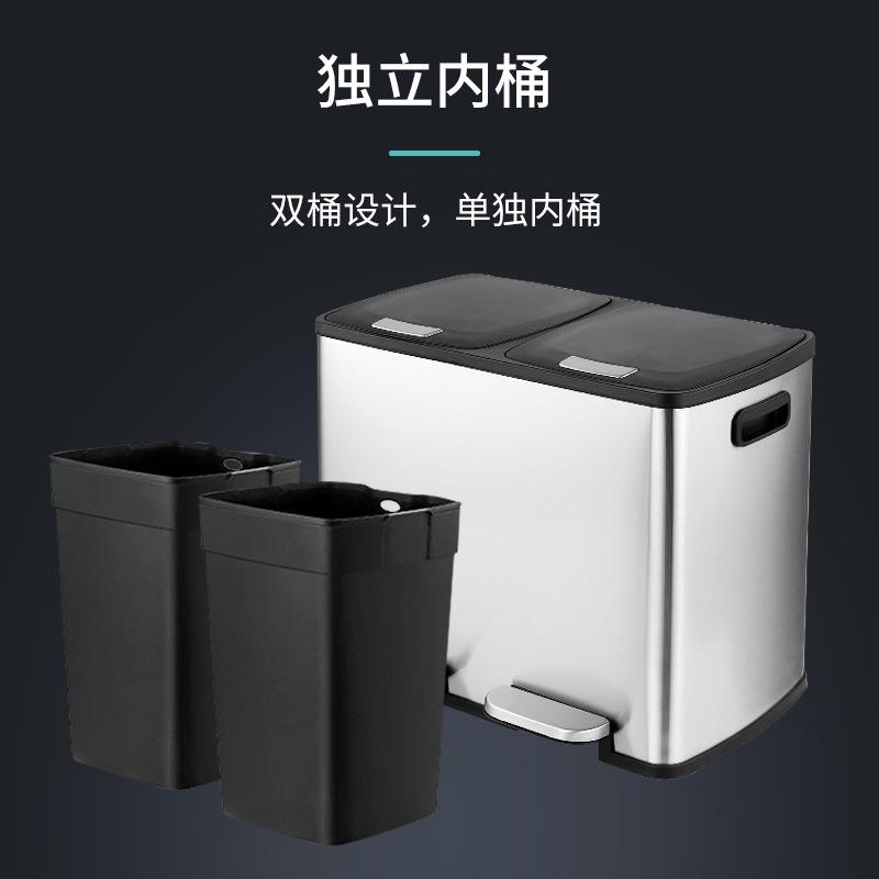 商用户外垃圾桶家用带盖简约厨房室内不锈钢分类脚踩静音厂家