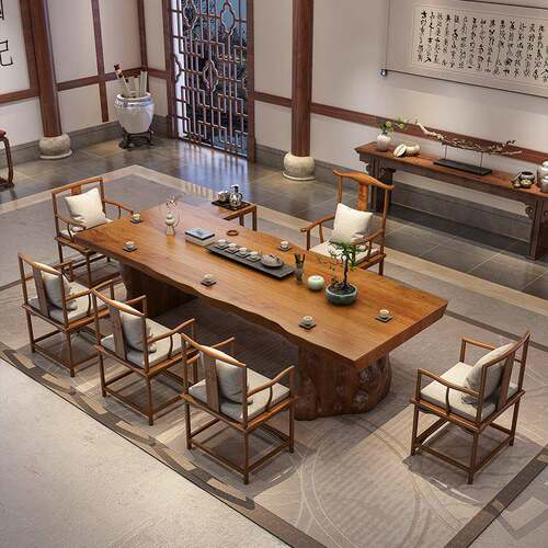 现代简约家具实木功夫泡茶桌椅子客厅会客大板茶台办公室茶桌椅组