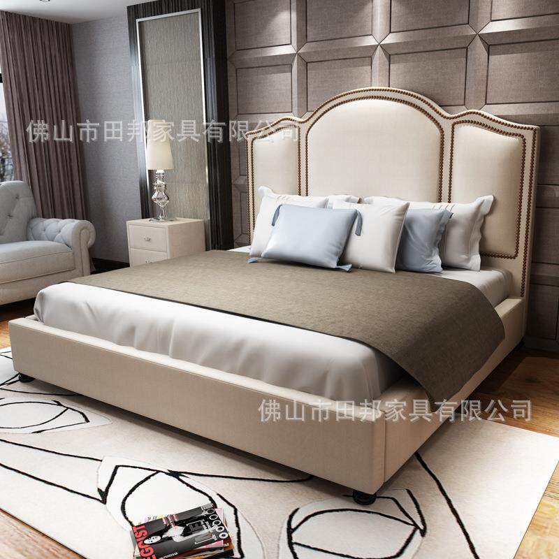 北欧布艺床欧式双人床1.5米1.8现代简约美式乡村床小户型酒店皮床