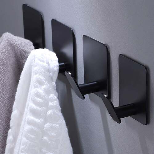 Adhesive Hooks - 4pcs Towel/Coat Hooks Wall Hooks Stick On B