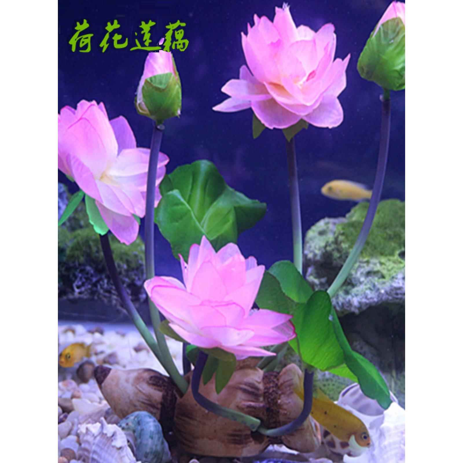 鱼缸里的装饰品植物花浴缸防真荷花假水草造景套餐水族馆仿真莲花