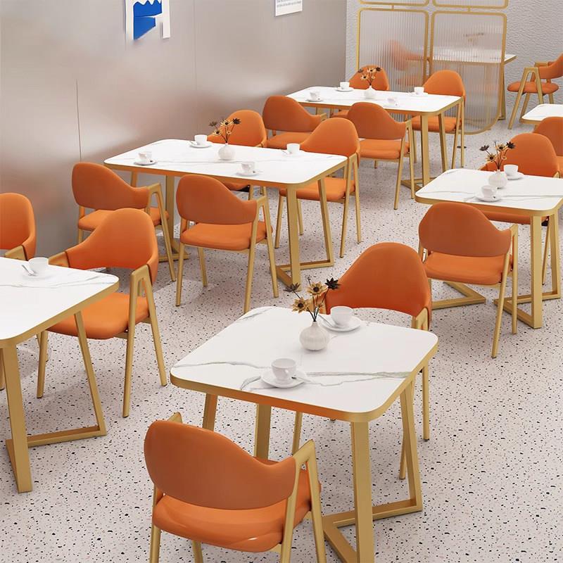 商用快餐桌椅组合网红小吃奶茶餐饮店面馆专用餐椅长方形吃饭桌子图片