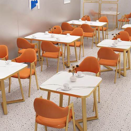 商用快餐桌椅组合网红小吃奶茶餐饮店面馆专用餐椅长方形吃饭桌子